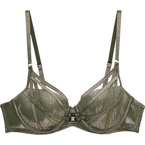 Savage‎ X Fenty Going Platinum Mesh Caged Demi Bra Shimmery Green NWT Size 36B